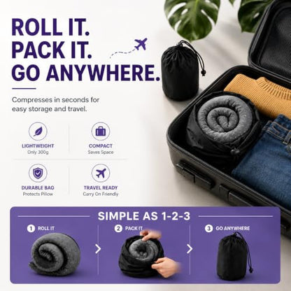Travel Neck Pillow for Airplane, Memory Foam for Sleeping