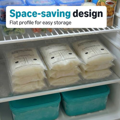 Amazon Basics Breastmilk Storage Bags, Pre-Sterilized, BPA Free, Double Zips, for Refrigeration and Freezer Storage, 100 Count, 6 fl oz (Previously Mama Bear)