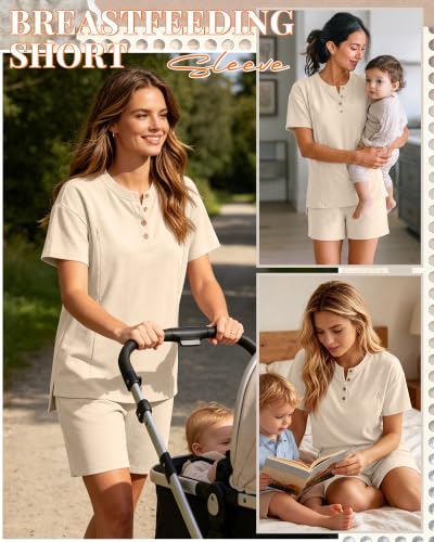 Maternity Nursing Pajama Set - color: Apricot, size: Small