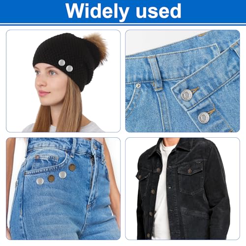 Ceryvop 12 Set Jean Buttons for Loose Jeans, No-Sew Button Pins for Pants Replacement - color: Multicolor