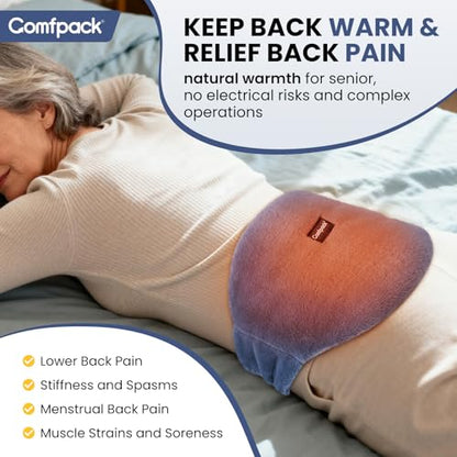 Comfpack Microwave Heating Pad for Back Pain Relief, Washable Microwavable Hot Compress Therapy for Sciatica Surgery Recovery, Lower Lumbar, Waist Warm Compress, Stomach, Cramps, Blue