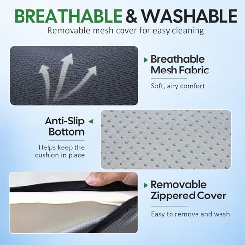XL Seat Cushion for Office Chair, Thick Memory Foam, U-Shaped
