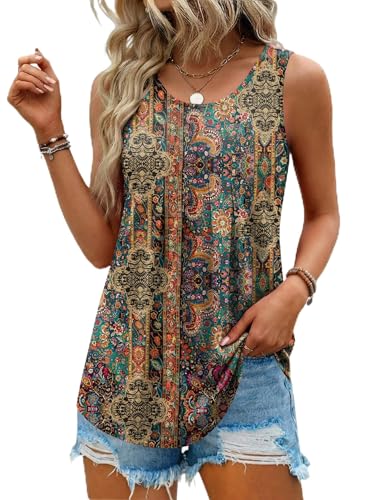 Zeagoo Womens Tank Tops Sleeveless Pleated Crew Neck Summer Tunic Tops Dressy Loose Fit Business Casual Blouses 2026 - color: Mz721, size: X-Large