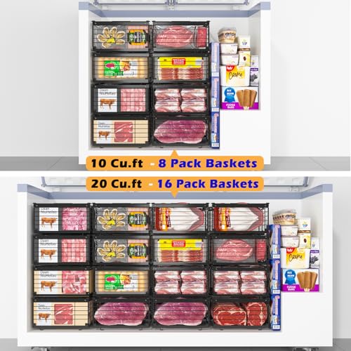 NADAMOO Expandable Chest Freezer Organizer, Stackable Wire Baskets - size: 4 Packs