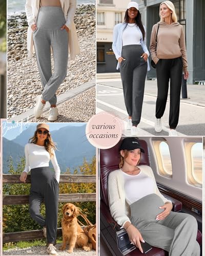 3 Pack Women's Maternity Jogger Pregnancy Sweatpants - color: Light Gray,dark Gray,black, size: Small