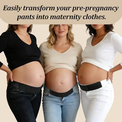 Women Adjustable Pregnancy Pants Maternity Belly Band for Pregnant - color: Black-2pc