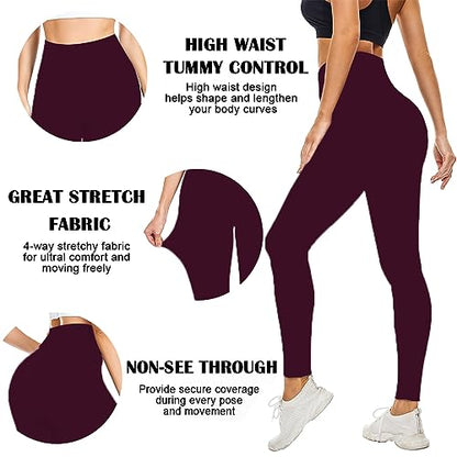 FULLSOFT Buttery Soft Leggings for Women High Waisted - color: Plum, size: Small-Medium