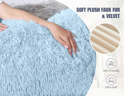 WSOFRLAC Fluffy Full Body Pillow, Long Pillow for Sleeping,Blue 20x54 - color: Blue