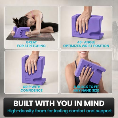 WRISTBuddy® Yoga Blocks 2 Pack, High Density Non-Slip, Hand-Shaped Design - color: Lavender