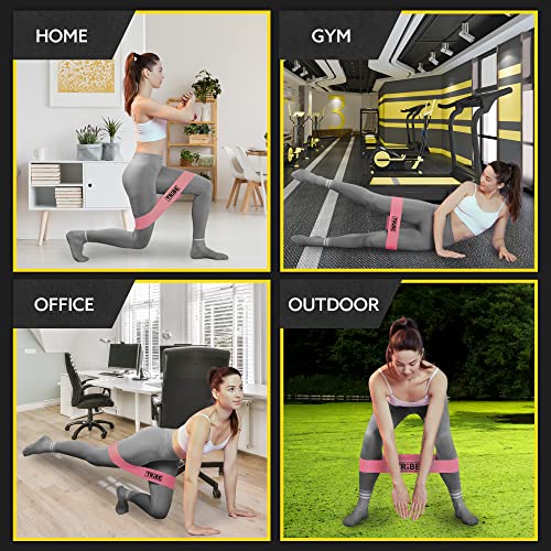 Fabric Resistance Bands for Working Out, 5-Band Set for Legs and Glutes - color: Pink