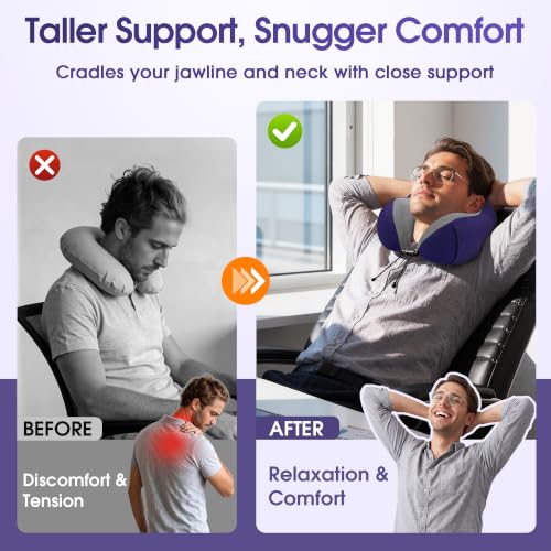CloudBliss Neck Pillow for Airplanes, Memory Foam Travel Pillow, Navy - color: Navy