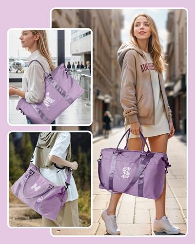 Initial Travel Duffel Bag,Sports Bag,Personalized Weekender Bags - color: Purple, style: J