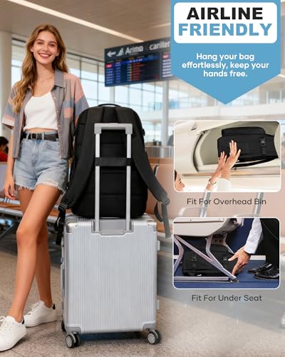 coofay Vacuum Backpack Travel with Pump, Airline Approved Carry On Backpack - color: A-black