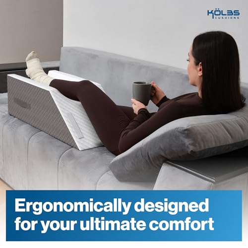 Kölbs Single Leg Elevation Pillow, Post Surgery Leg Pillow, Stylish Chic Jacquard Cover, Ankle Knee and Leg Support Pillow for Injury After Surgery (Single Leg) - size: Single Leg