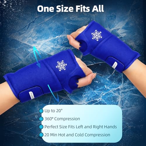 Comfytemp Wrist Ice Pack Wrap Carpal Tunnel Relief Wrist Brace 2 Packs - color: Dark Blue, size: 20"x4"