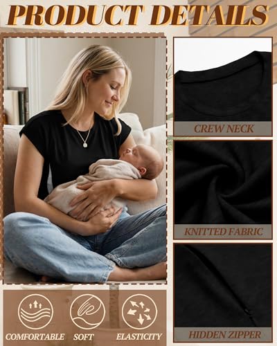 Neer Nursing Tops for Breastfeeding with Zippers - color: Black, size: XX-Large