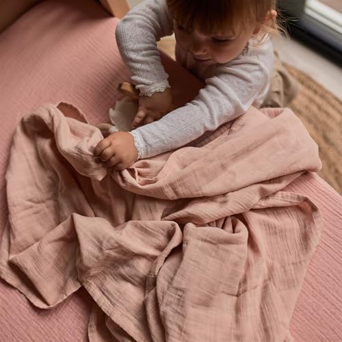 Swaddle Blankets, 100% Organic Cotton Muslin, 47"x47" 2-Pack - color: 2-pack Fog/Blush
