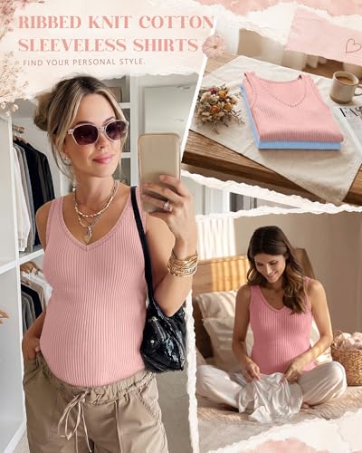 Neer 4 Pack Maternity Ribbed Tank Tops - color: Grapefruit Pink, White, Nude Pink, Sky Blue, size: Medium