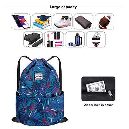 XEYOU Drawstring Backpack Bag Sport Gym Sackpack Beach Cinch Bag - color: Colorful Leaves