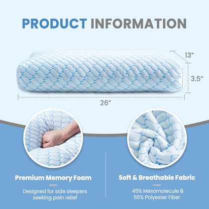 puredown® Knee Pillow for Side Sleepers, Leg Elevation Pillow for Side Sleeping, Pillow Between Legs for Aligns Spine, Support for Pregnancy Relieves Pressure Hip Leg and Improve Sleeping, Blue