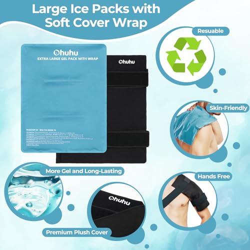 Ohuhu Ice Pack for Injuries Reusable X-Large 14"x11" Hot Cold Pack Wrap - color: Light Blue, size: 14"x11"(1 Pack)
