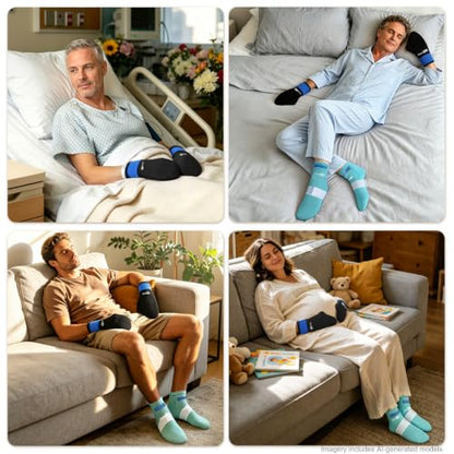 SuzziPad Cold Socks & Hands Ice Pack for Chemo Must Haves, Blue, L - size: L, style: Cold Therapy Socks and Gloves