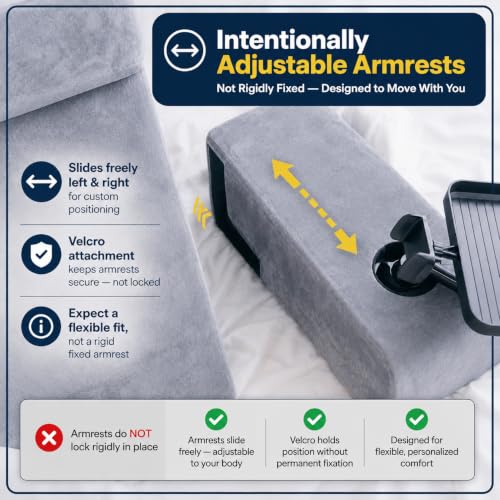 Reading Pillow for Adults – 24in XL, Cup Holder, Phone Caddy & Tray Mount - color: Grey
