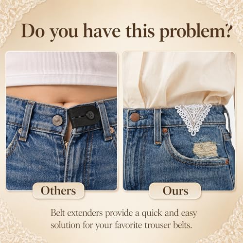 6 Pcs Lace Waist Extender for Jeans, Vintage Pant Waist Extenders 2 Styles