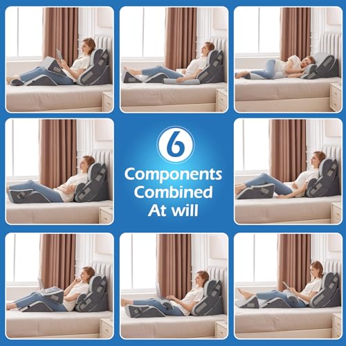 Ahpmeoa 6PCS Wedge Pillow Set for After Surgery, Sit Up Pillow, Grey - color: Grey