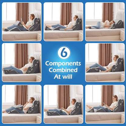 Ahpmeoa 6PCS Wedge Pillow Set for After Surgery, Sit Up Pillow, Grey - color: Grey