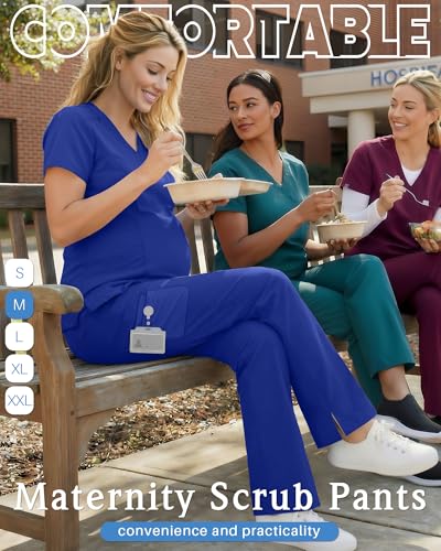 Women's Maternity Scrub Pants - color: Royal Blue, size: Small