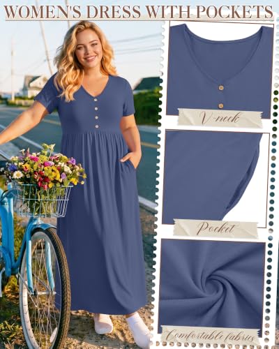 Women's Plus Size Maternity Dress - color: Haze Blue, size: 4X-Large