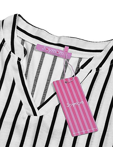 Joymom Maternity Rolled Long Sleeve Nursing Tops Tunic Blouses Breastfeeding - color: 2-1 Stripe, size: XX-Large
