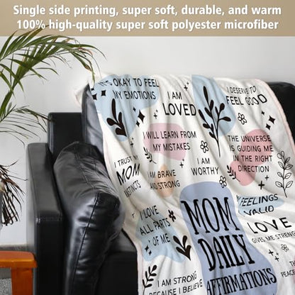 BaubleDazz New Mom Gifts Blanket, Mom Daily Affirmations(80" x 60") - color: Blue, size: 60*80IN