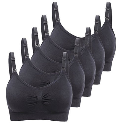 Womens Seamless Nursing Bra Sleeping Maternity Bralette for Breastfeeding Pack of 3 - color: 5pcak Black, size: Medium