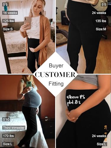 Liu & Qu Women's Maternity Pants Stretchy Sweatpants Jogger with Pockets - color: Black+navy, size: Medium