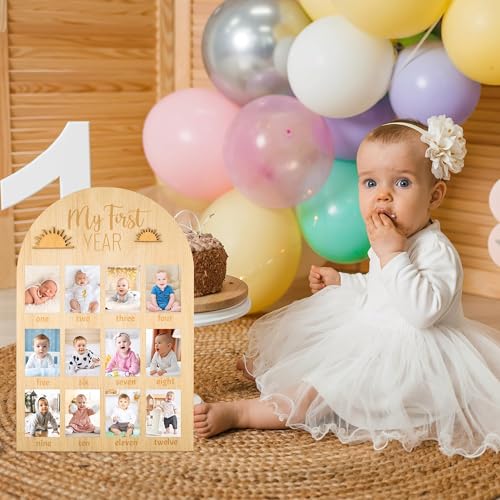 R HORSE 3D My First Year Photo Frame Board Fits 2 x 3 Inch Photo Display - color: Boho Sun