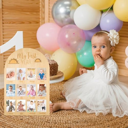 R HORSE 3D My First Year Photo Frame Board Fits 2 x 3 Inch Photo Display - color: Boho Sun