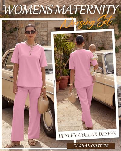 Women Maternity Nursing Set - color: Gray Pink, size: Medium