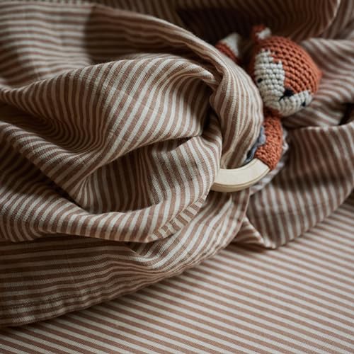 Swaddle Blanket, 100% Organic Cotton Muslin, 47"x47" Newborn - color: Natural Stripe