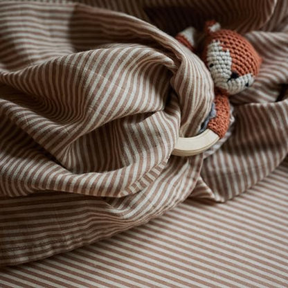 Swaddle Blanket, 100% Organic Cotton Muslin, 47"x47" Newborn - color: Natural Stripe