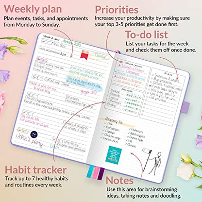 GoGirl Planner for Women, Undated Weekly Agenda Journal, Lavender - color: Lavender, size: Compact (5.3" x 7.7")