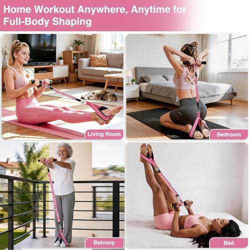 Durable Comfortable Padded Handle Adjustable Pedal Resistance Band 20-40LBS for Full Body Workout - color: pink