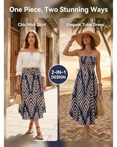 CUPSHE Women's Smocked High Waist Irregular Hem Beach Midi Skirt - color: Navy, size: Small