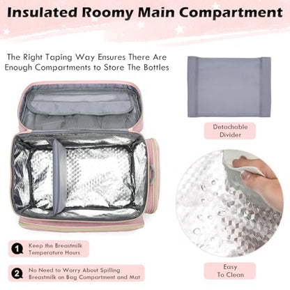 Breast Pump Bag Fit for Spectra S1/S2, Portable Pump Carrying Case - color: Pink