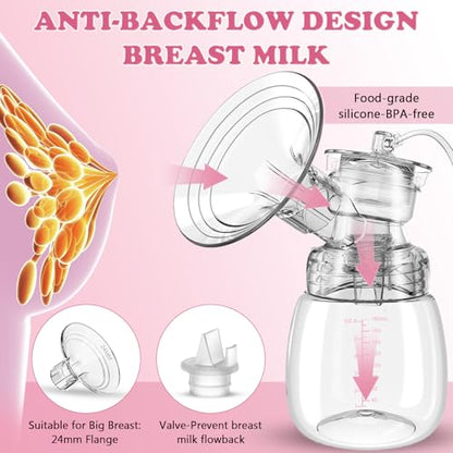 Lulia Double Electric Breast Pump, 4 Modes & 9 Levels Breastfeeding Pump - color: Pink White