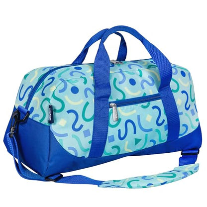 Wildkin Kids Overnighter Duffel Bag – Carry-On Size, Ideal for School & Sleepovers – Confetti Blue - color: Confetti Blue