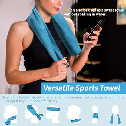 YESLIFE 4-Pack Cooling Towels (40"x 12"), Cooling Neck Wraps, Ice Towel - color: Grey, Dark Blue, Purple, Blue