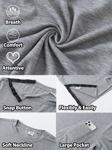Women's Post Shoulder Surgery Tear Away Dress Short Sleeve Full Open Side Snap Adaptive Clothing with Pockets - color: Purple, size: Medium