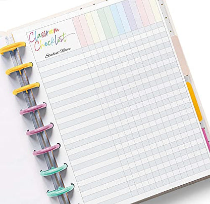 Classroom Checklist Color Refills for 9-Disc Classic Happy Planners, Classic Teacher Planner Inserts